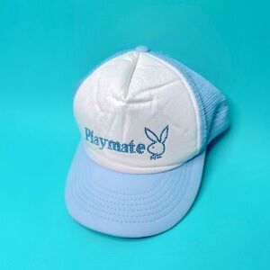 White and Blue Playboy Hat